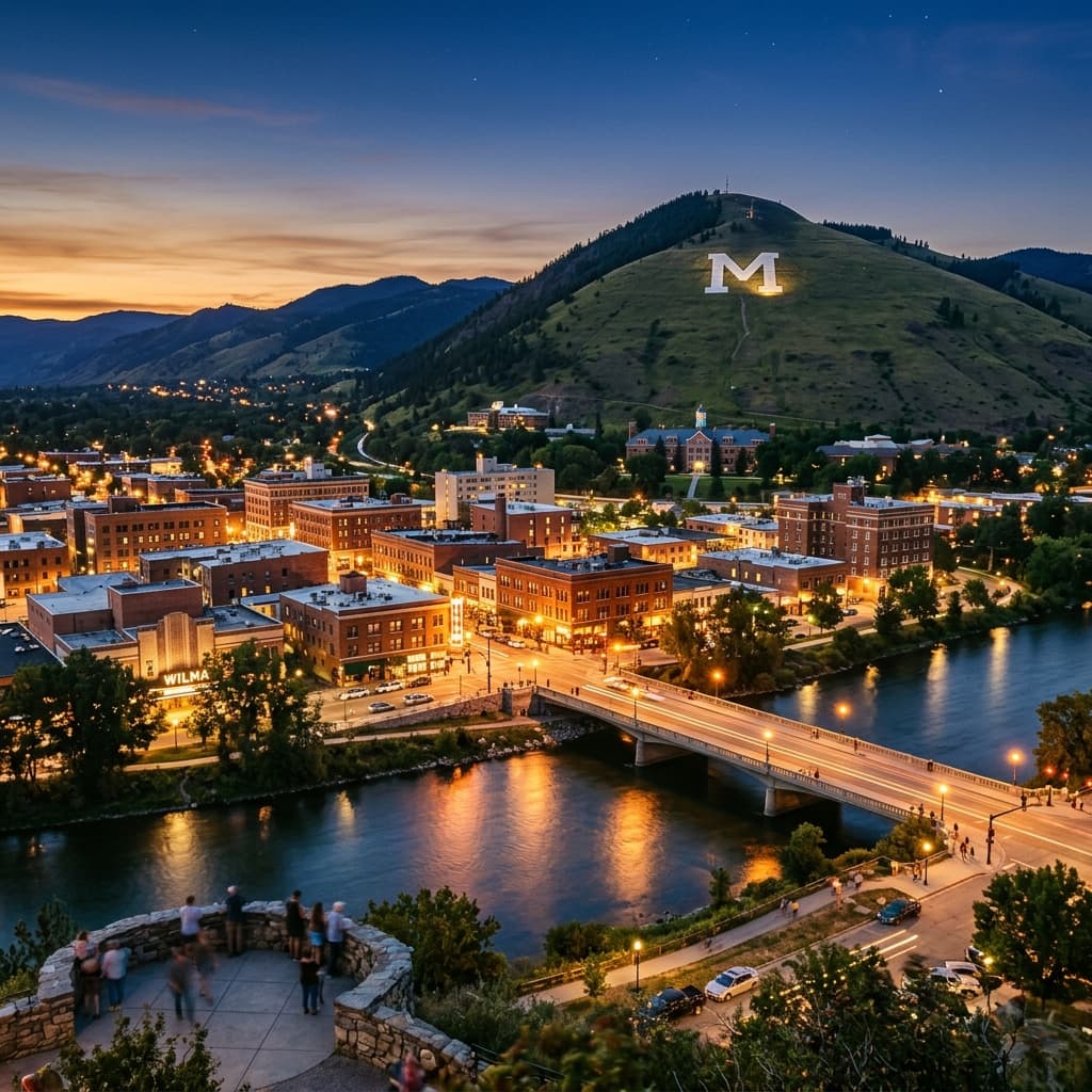 Scenic twilight view of Missoula, Montana